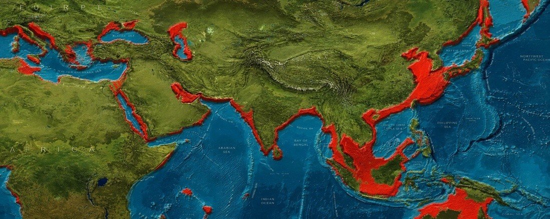 The ancient coastline before the sea rose